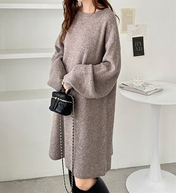 GeeRA（ジーラ）の「ボートネックミニ丈ニットワンピース（ニットワンピース）」｜詳細画像