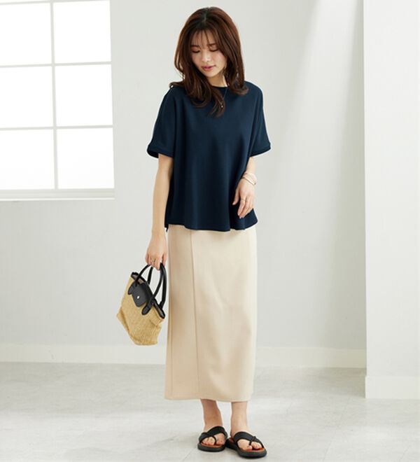 BELLUNA（ベルーナ）の「【快適Ｌａｂ．】ドライワッフル素材ドルマンプルオーバー（カットソー）」｜詳細画像