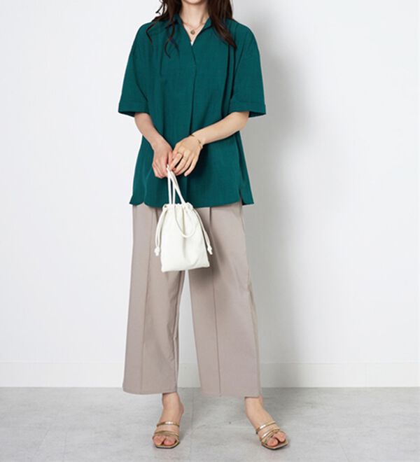 BELLUNA（ベルーナ）の「麻調素材スキッパーブラウス（ブラウス）」｜詳細画像