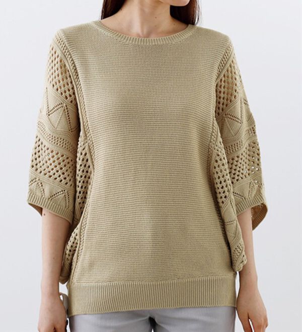 BELLUNA（ベルーナ）の「透かし編ドルマンニットプルオーバー（ニット・セーター）」｜詳細画像