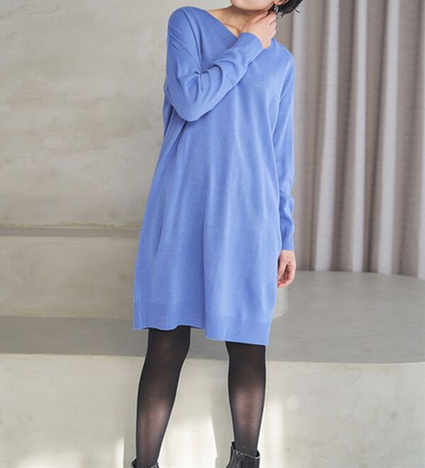 RANAN（ラナン）の「カシミヤタッチニットチュニックワンピース（チュニック）」｜詳細画像