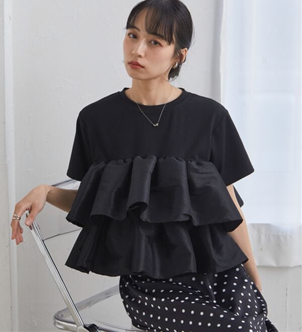 RANAN（ラナン）の「シャイニーフリルTシャツ（Tシャツ）」｜詳細画像