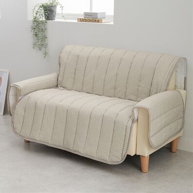 iellio（イエリオ）の「さらっと気持ちいいサッカー素材のソファカバー＜滑り止め加工・肘掛け調節可能・ソファーカバー＞（ソファーカバー）」