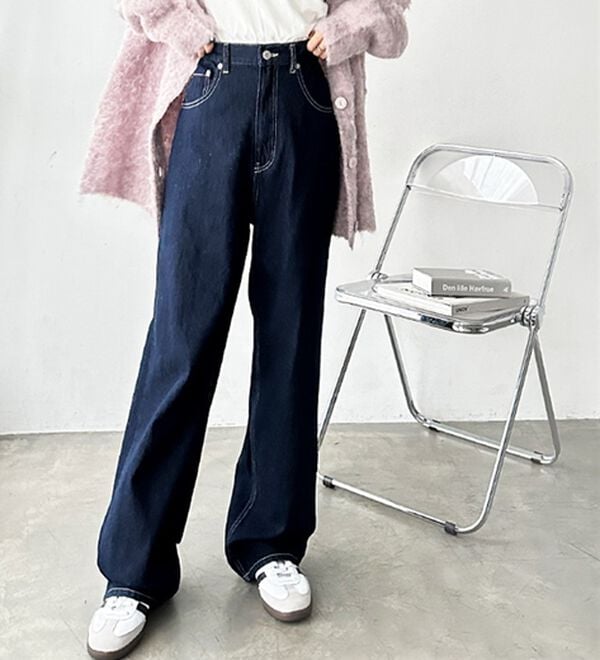 GeeRA（ジーラ）の「ハイウエストストレートデニム（ワイドパンツ・ガウチョ）」｜詳細画像