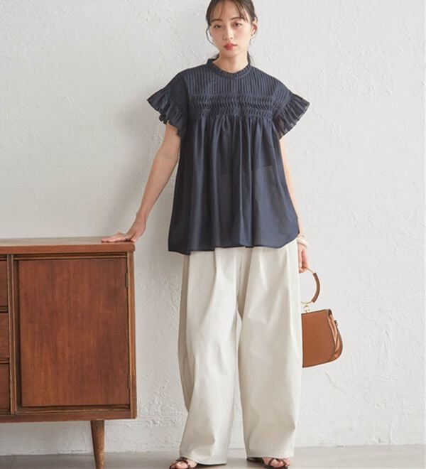 RANAN（ラナン）の「ピンタックフリルボイルブラウス（ブラウス）」｜詳細画像