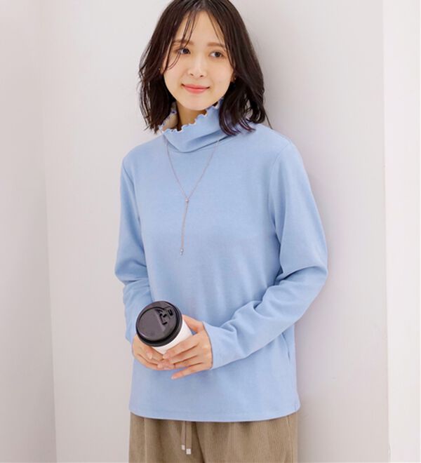 BELLUNA（ベルーナ）の「なめらかタッチ起毛素材配色インナープルオーバー（カットソー）」｜詳細画像