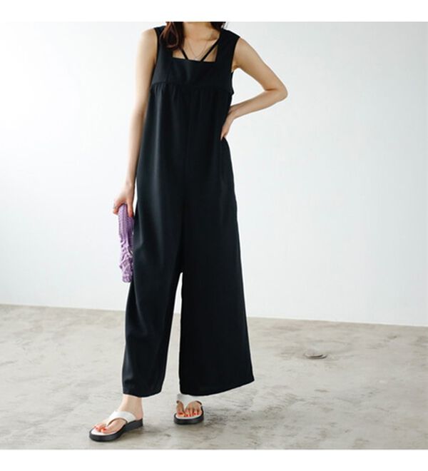 GeeRA（ジーラ）の「リネンタッチリボンサロペットパンツ（オールインワン）」｜詳細画像