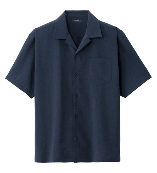 「リネンタッチワンタックワイドパンツ・オープンカラーワイドシャツ（メンズシャツ）」｜詳細画像