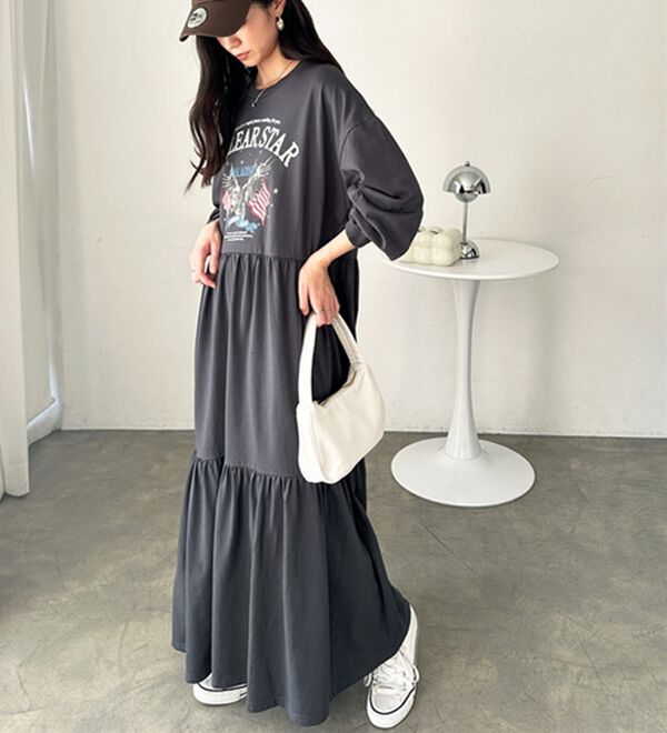 ピグメント風グラフィックティアードワンピ―ス - ベルーナ【公式】