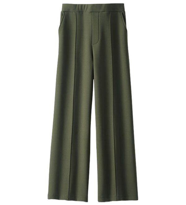 BELLUNA（ベルーナ）の「【快適Ｌａｂ．】裏起毛ジョーゼット素材ワイドパンツ（ワイドパンツ・ガウチョ）」｜カーキ