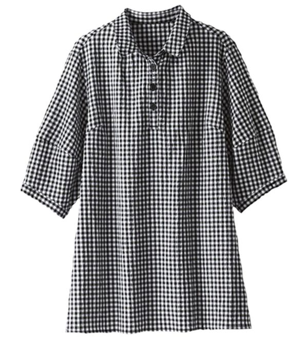 BELLUNA（ベルーナ）の「サッカー素材バックフレアーブラウス（ブラウス）」｜詳細画像