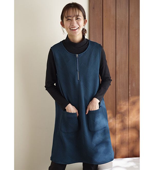 BELLUNA（ベルーナ）の「【２枚組】ジップデザインジャカードジャンパースカート（ジャンパースカート）」｜詳細画像