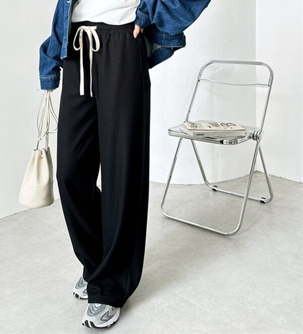 GeeRA（ジーラ）の「ふわふわあったか！裏起毛リブワイドパンツ（フルレングスパンツ）」｜詳細画像