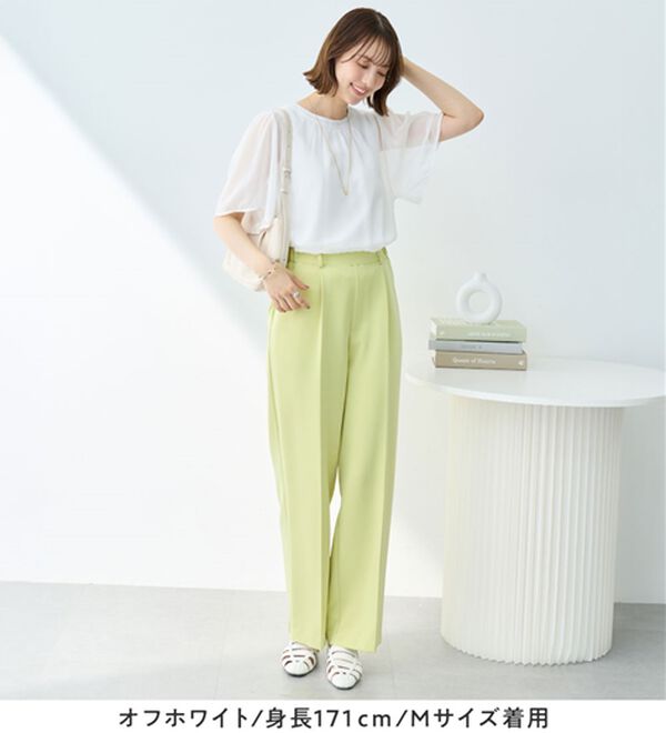 Viola e Viola（ヴィオラ エ ヴィオラ）の「【仕事も！日常も！】カットソー裏地付ギャザーデザインブラウス（ブラウス）」｜詳細画像