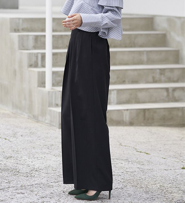 RANAN（ラナン）の「【選べる股下】きれい見え２タックワイドスラックス（ワイドパンツ・ガウチョ）」｜詳細画像