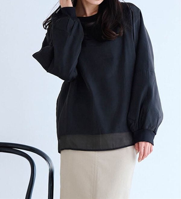 RANAN（ラナン）の「裏起毛シアー素材レイヤードスウェット（カットソー）」｜詳細画像