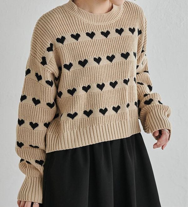 ハートライン柄ニットプルオーバー - ベルーナ【公式】