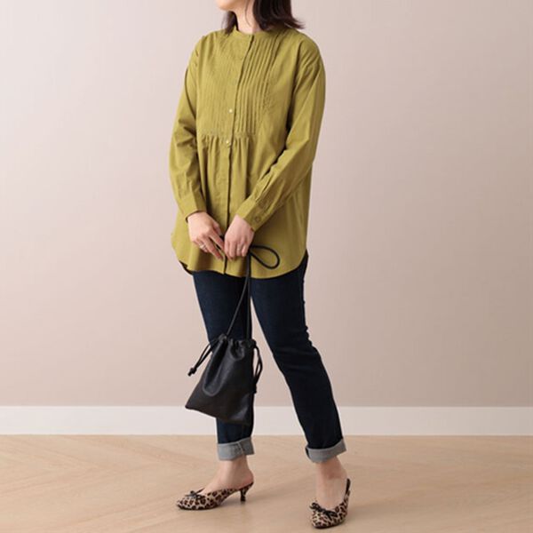 BELLUNA（ベルーナ）の「バンドカラーピンタック使いシャツチュニック（チュニック）」｜詳細画像