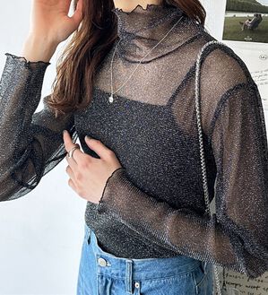 GeeRA（ジーラ）の「パワーネットシアートップス（カットソー）」｜ブラックラメ