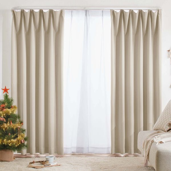 1・2級遮光＆断熱保温＆UV見えにくいレース付カーテンセット＜4枚