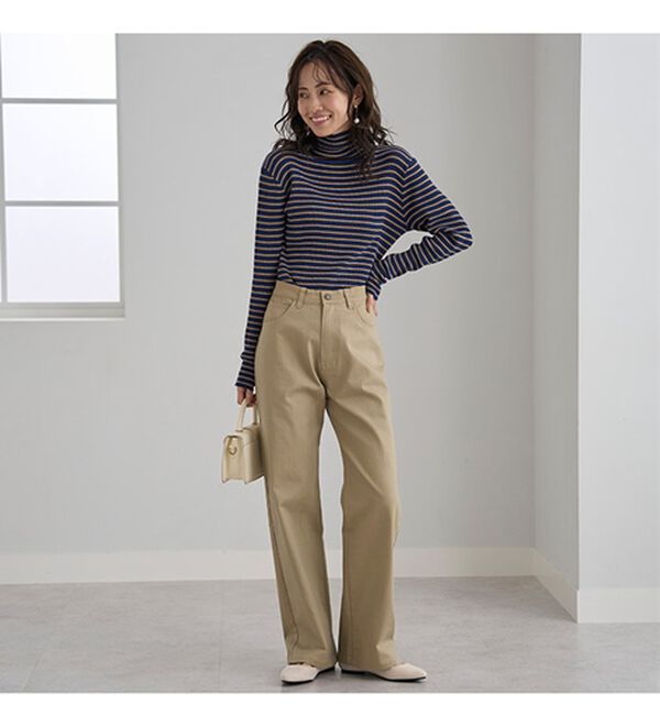 BELLUNA（ベルーナ）の「ぐんぐん伸びるカラーワイドデニム（ワイドパンツ・ガウチョ）」｜詳細画像