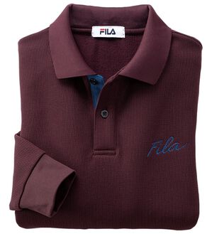 「フィラ　裏起毛ワッフルポロシャツ（メンズポロシャツ）」｜ダークワイン