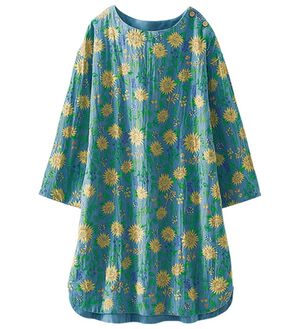 BELLUNA（ベルーナ）の「風が通り抜けるダブルガーゼプリントチュニック（チュニック）」｜ブルー系