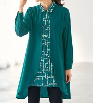 BELLUNA（ベルーナ）の「視覚効果で細見えシャツ重ね着風チュニック（チュニック）」｜詳細画像