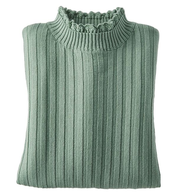 BELLUNA（ベルーナ）の「ウール入りウォッシャブルセーター（ニット・セーター）」｜ミント