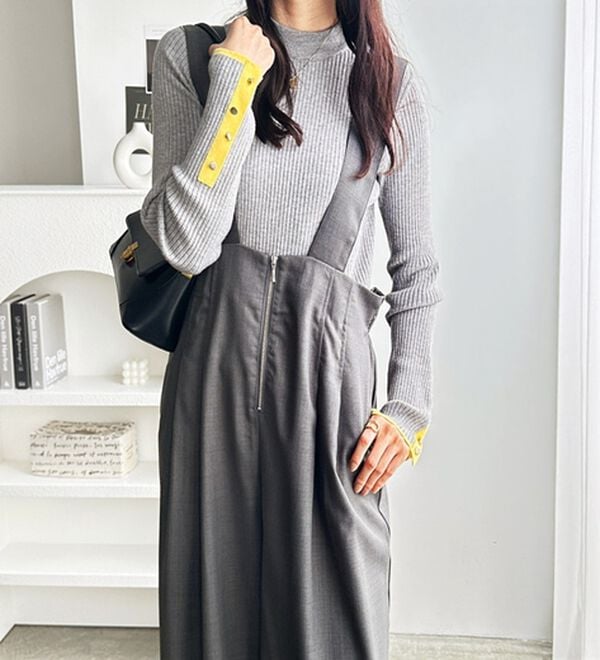 GeeRA（ジーラ）の「フロントジップハイウエストサロペット（オールインワン）」｜詳細画像