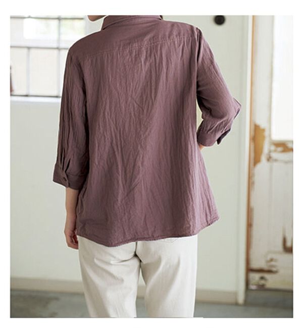 BELLUNA（ベルーナ）の「風が通り抜けるダブルガーゼ素材丸衿ブラウス（ブラウス）」｜詳細画像