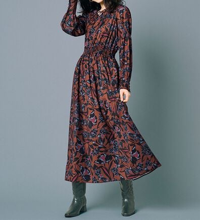 RANAN（ラナン）の「シャーリングデザインロングワンピース（ロングワンピース）」