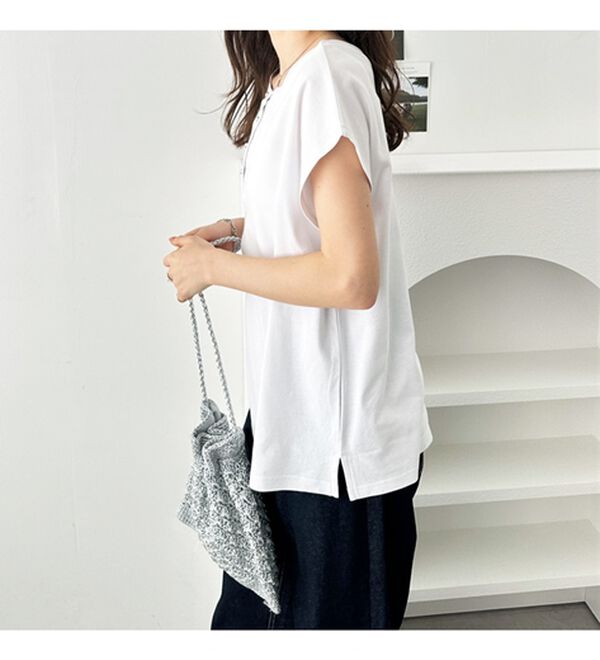 GeeRA（ジーラ）の「綿１００％前後２ＷＡＹシルケットフレンチスリーブカットソー（Tシャツ）」｜詳細画像