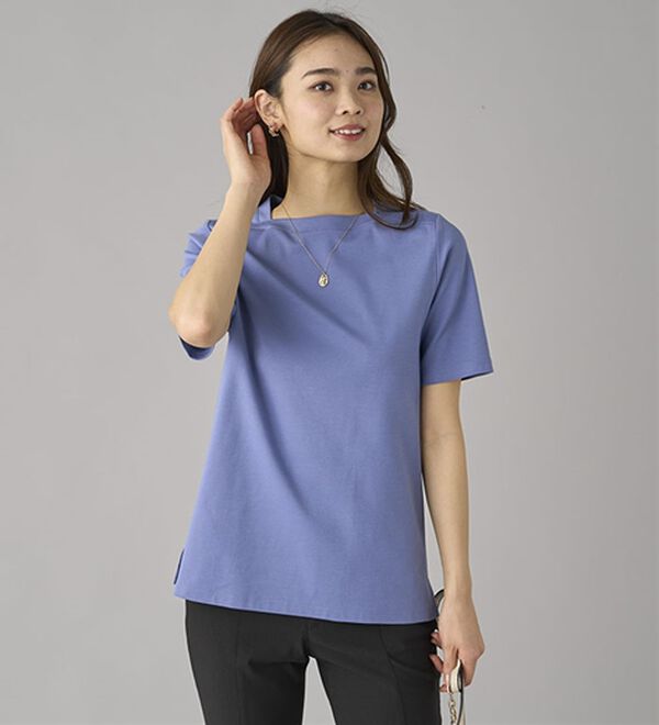 BELLUNA（ベルーナ）の「艶やか綿１００％シンプルプルオーバー（カットソー）」｜詳細画像