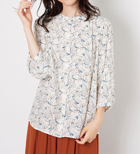 45r レディースブラウスカディチノヒッコリー刺繍ブラウス