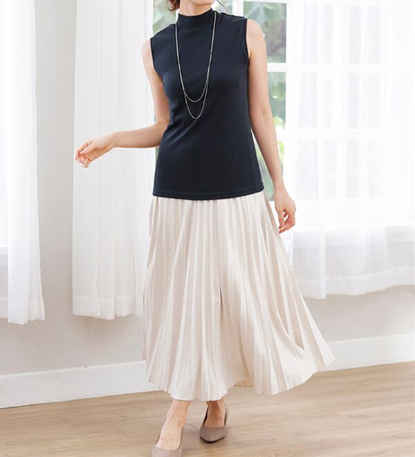 LAVIENNE（ラヴィエンヌ）の「【UVカット】綿１００％スリーブレスハイネックプルオーバー＜カラフルコットン＞（肌着・インナーウェア）」｜詳細画像