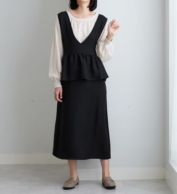 体型カバー！ペプラムジャンパースカート - ベルーナ【公式】