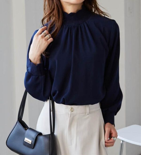 RANAN（ラナン）の「スカラップリブニット使いブラウス（ブラウス）」｜詳細画像