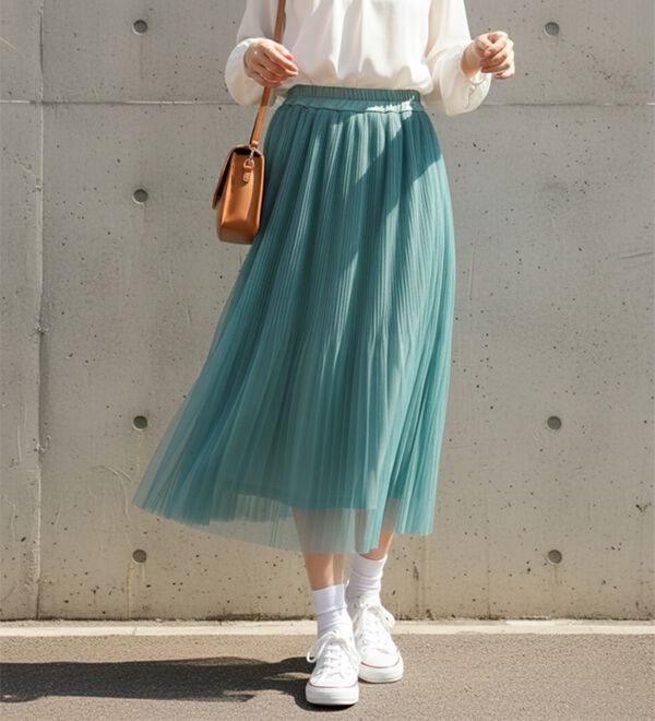BELLUNA（ベルーナ）の「チュール素材プリーツスカート（ロングスカート）」｜詳細画像
