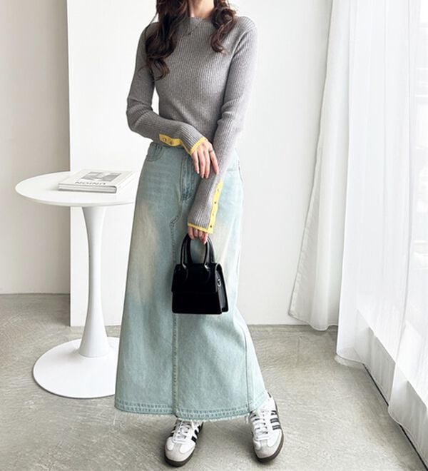 GeeRA（ジーラ）の「袖口ボタン配色ボートネックリブニット（ニット・セーター）」｜詳細画像