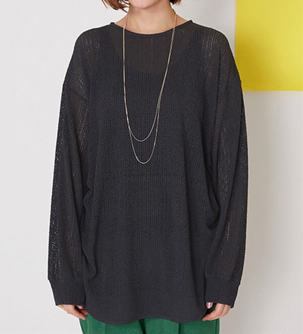 BELLUNA（ベルーナ）の「程よい透け感！メッシュ素材ドロスト使いチュニック（チュニック）」｜詳細画像