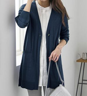 BELLUNA（ベルーナ）の「ヒンヤリ冷感！洗えるロング丈カーディガン（ニットカーディガン）」｜ブルーネイビー