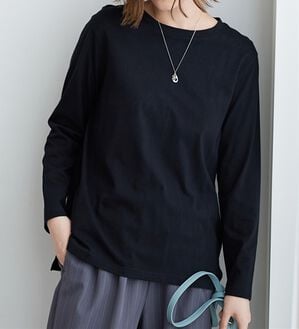 BELLUNA（ベルーナ）の「綿１００％大人顔サマ見えプルオーバー（カットソー）」｜黒