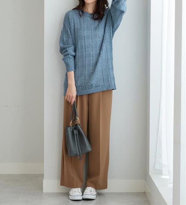 BELLUNA（ベルーナ）の「幾何柄透かし編ニットチュニック（チュニック）」｜詳細画像