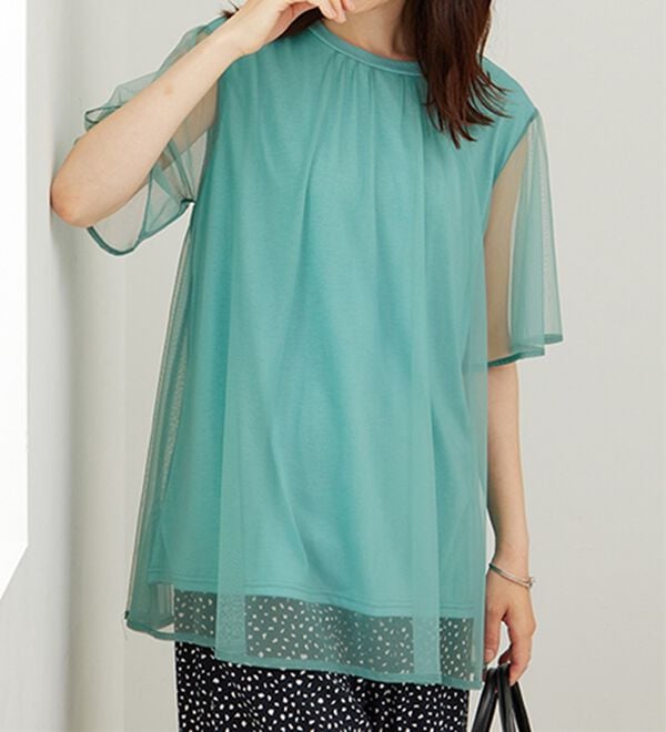 BELLUNA（ベルーナ）の「ふわり涼やか！チュール重ねチュニック（チュニック）」｜詳細画像