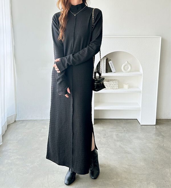 GeeRA（ジーラ）の「全骨格対応！選べるネックジャガードワンピ―ス（カットソーワンピース）」｜詳細画像