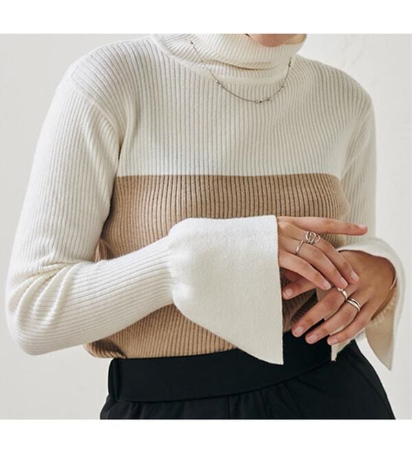 ムースタッチ＞洗える！バイカラータートルリブニット - ベルーナ【公式】