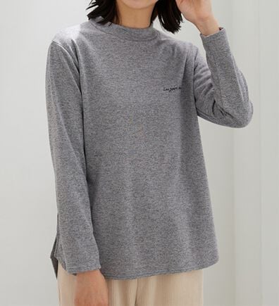 BELLUNA（ベルーナ）の「ロゴ刺しゅう裏起毛ニットソーチュニック（カットソー）」