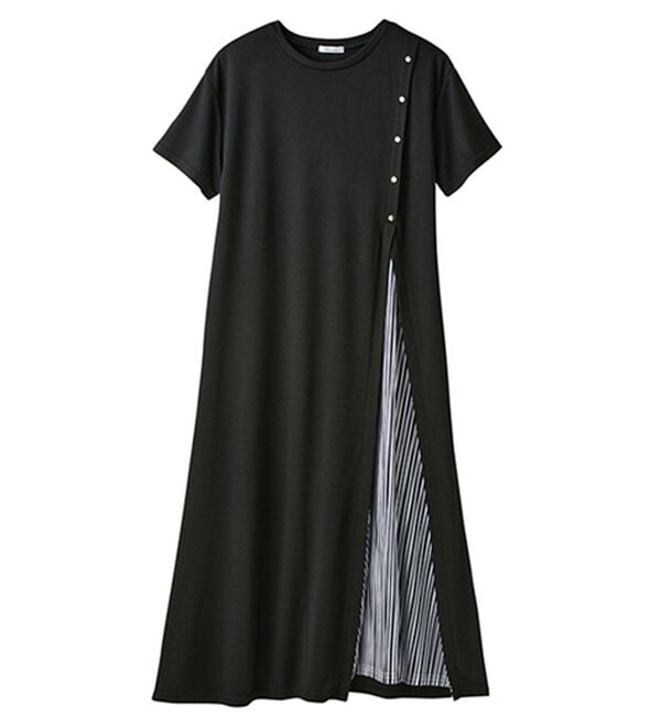 GeeRA（ジーラ）の「ボタン付スリットプリーツ切替ワンピース（カットソーワンピース）」｜詳細画像