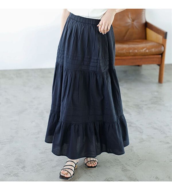 GeeRA（ジーラ）の「タックティアードマキシスカート（ロングスカート）」｜詳細画像